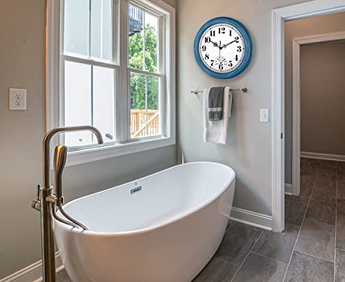 12 Inch Waterproof Wall Clock with Thermometer (Blue)
