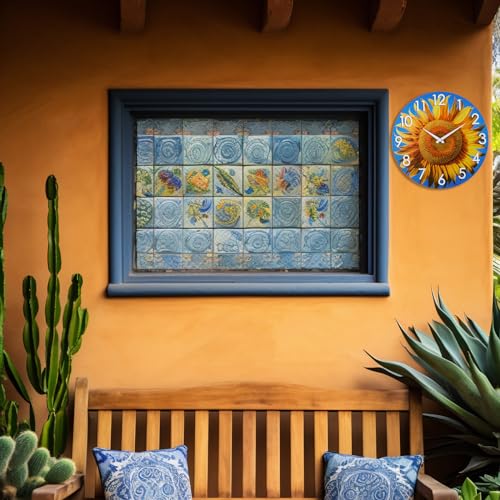 Sunflower Outdoor Wall Clock for Garden and Patio