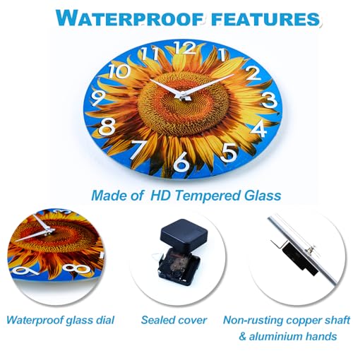 Sunflower Outdoor Wall Clock for Garden and Patio
