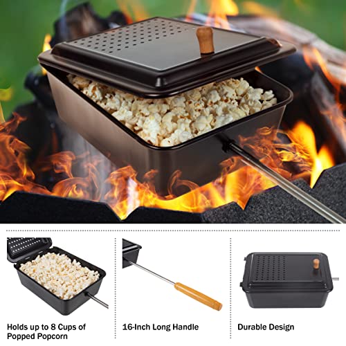 Classic Campfire Popcorn Maker - Extended Handle, Nonstick Finish