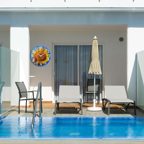 Sunflower Outdoor Wall Clock for Garden and Patio