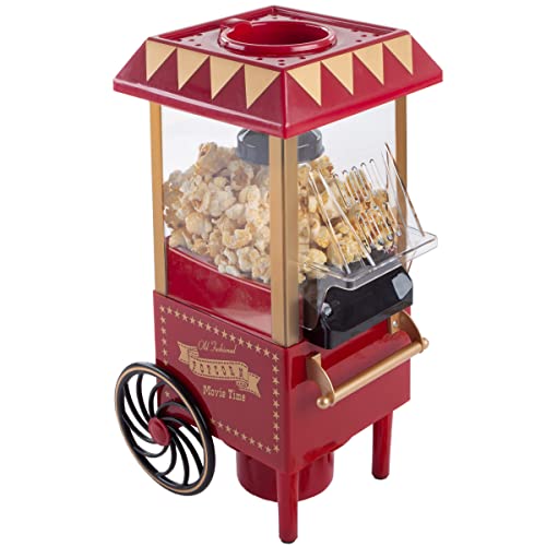 Vintage-Style Air Popper - 6-Cup Popcorn Maker (Red)