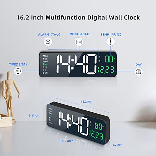 16.2 Inch Large Digital Wall Clock with Remote Control