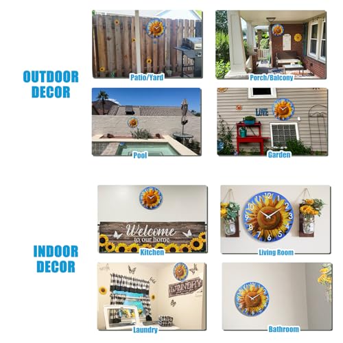Sunflower Outdoor Wall Clock for Garden and Patio