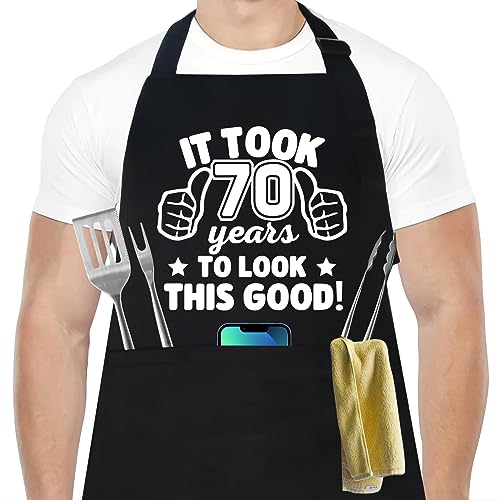 Funny 70th Birthday Chef Aprons for Men/Women