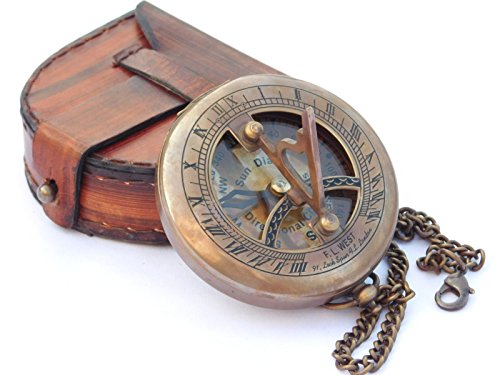 Handmade Brass Sundial Compass - Steampunk Clock Gift