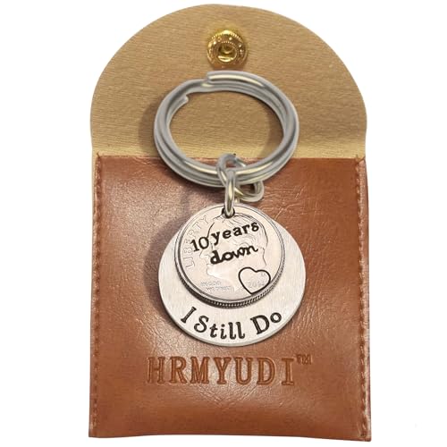 10th Anniversary Tin Coin Keychain Gift for Him/Her
