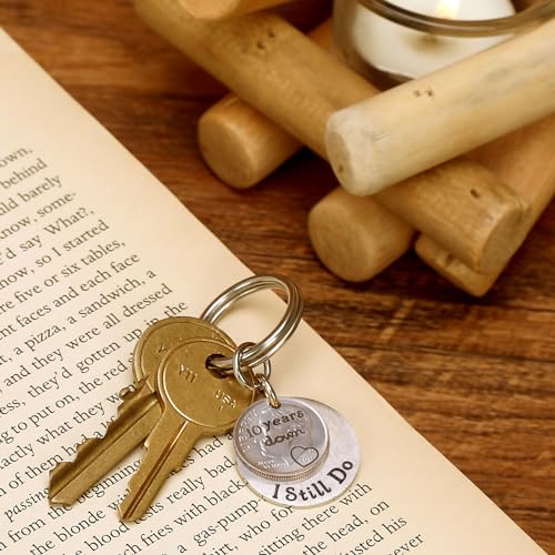 10th Anniversary Tin Coin Keychain Gift for Him/Her