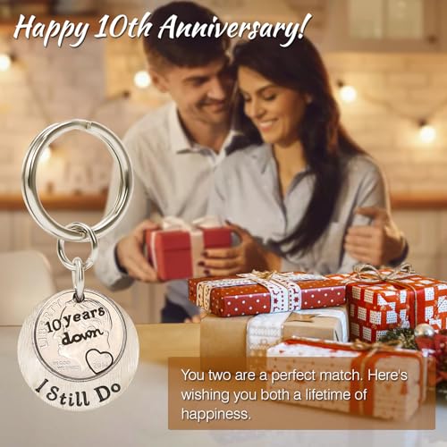 10th Anniversary Tin Coin Keychain Gift for Him/Her