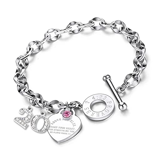 Girls' 20th Birthday Sweet Heart Charm Bracelet