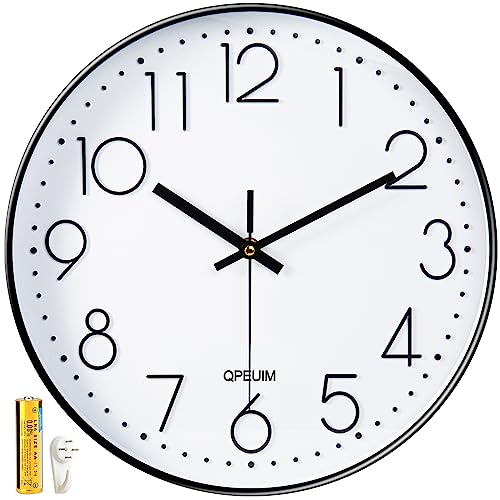 12 Inch Non-Ticking Wall Clock with Stereoscopic Dial