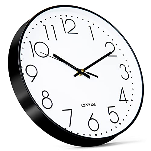 12 Inch Non-Ticking Wall Clock with Stereoscopic Dial