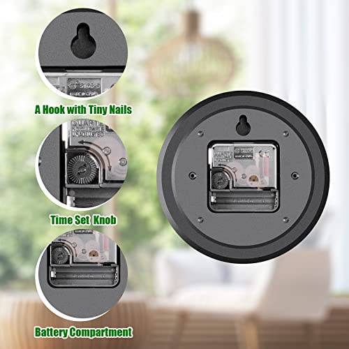 12 Inch Non-Ticking Wall Clock with Stereoscopic Dial