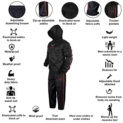 Unisex Sauna Sweat Suit with Hood for Fitness