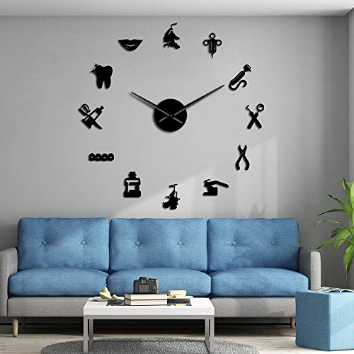 Geeky Days DIY Dentist Wall Clock Art - Black