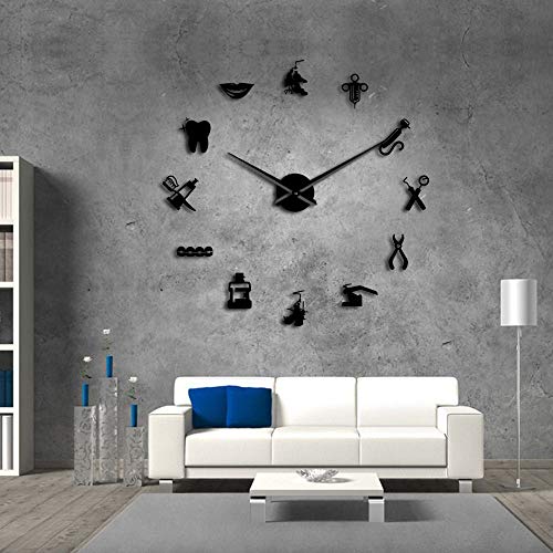 Geeky Days DIY Dentist Wall Clock Art - Black