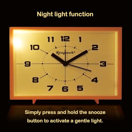 Yellow Analog Alarm Clock with Night Light