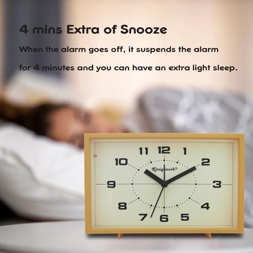 Yellow Analog Alarm Clock with Night Light