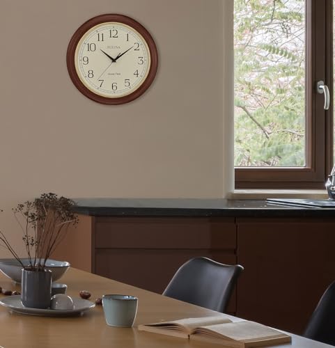 Bulova Wooden Atomic Wall Clock - Sets Automatically