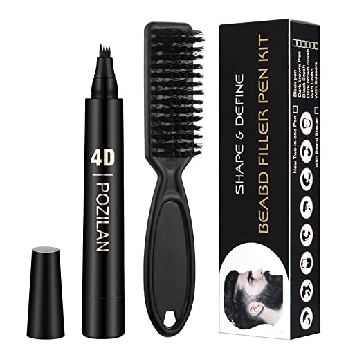 Waterproof Beard Pencil Filler & Brush Combo - Black