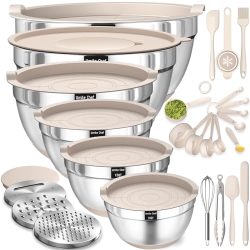 26PCS Stainless Steel Mixing Bowls with Airtight Lids