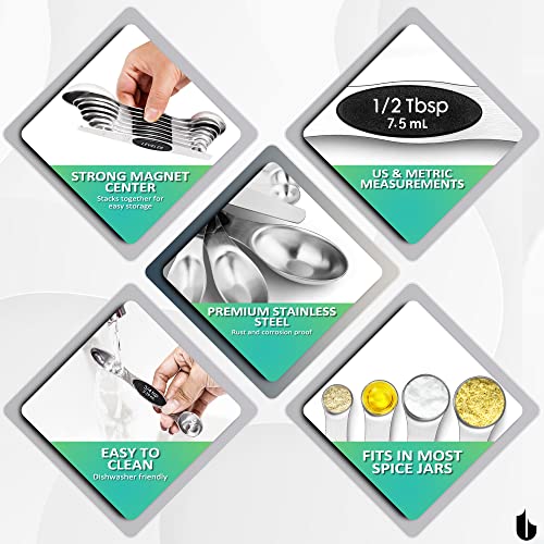Magnetic Stainless Steel Measuring Spoons Set