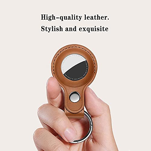 Eusty AirTag Keychain: 4-Pack Leather Case Compatible