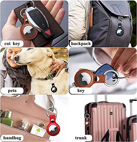 Eusty AirTag Keychain: 4-Pack Leather Case Compatible