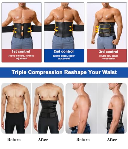 MOLUTAN Men's Black Waist Trainer Trimmer Shapewear