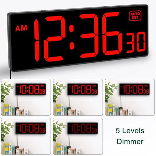 Soobest LED Digital Wall Clock with Auto Dimmer