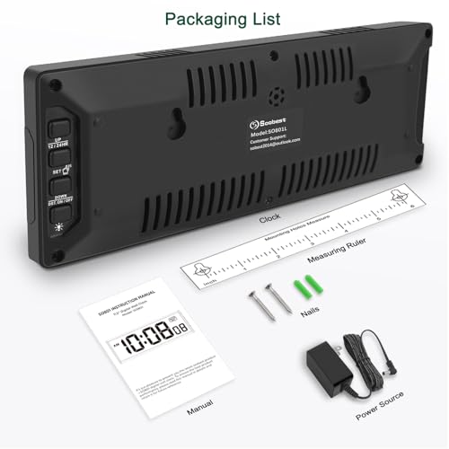 Soobest LED Digital Wall Clock with Auto Dimmer