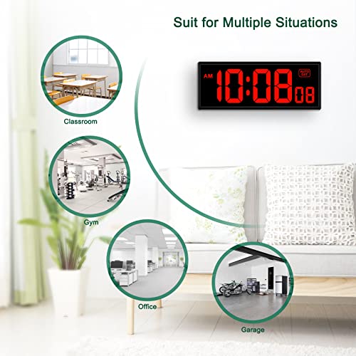 Soobest LED Digital Wall Clock with Auto Dimmer