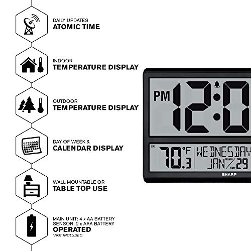 Atomic Clock with Indoor/Outdoor Temperature and Wireless Sensor