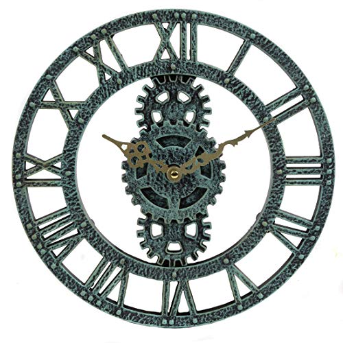 Steampunk Gear Wall Clock, Indoor/Outdoor, 12 Inches Diameter