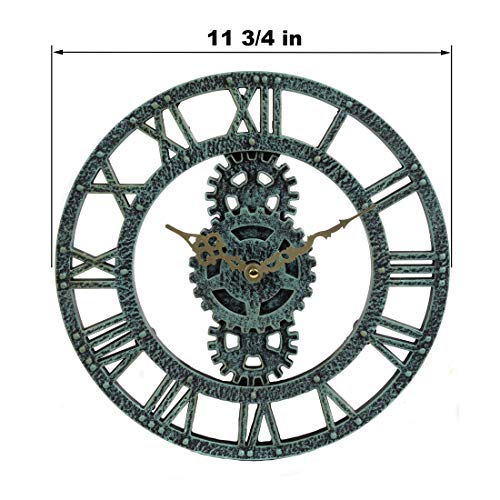 Steampunk Gear Wall Clock, Indoor/Outdoor, 12 Inches Diameter
