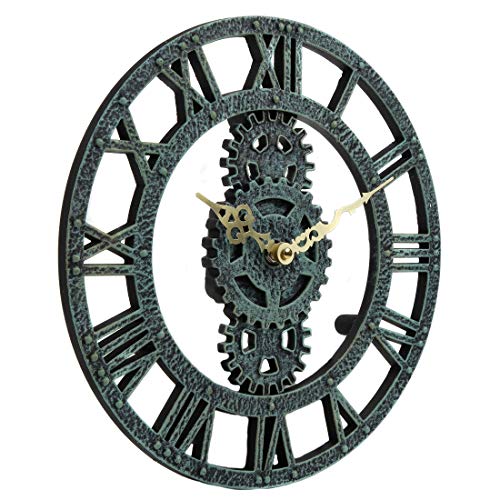 Steampunk Gear Wall Clock, Indoor/Outdoor, 12 Inches Diameter