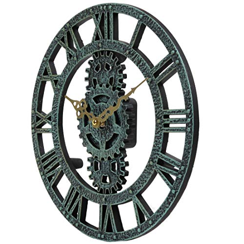 Steampunk Gear Wall Clock, Indoor/Outdoor, 12 Inches Diameter