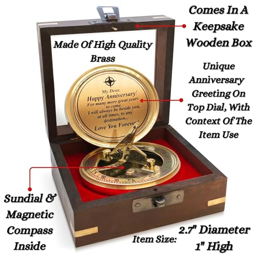 Anniversary Sundial Compass Gift - Perfect for Him/Her