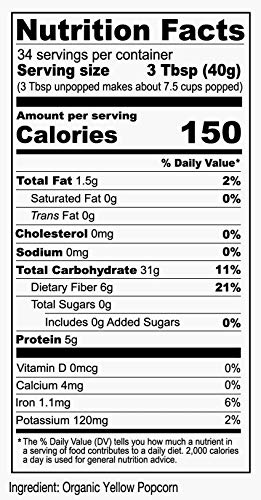 Organic Yellow Popcorn Kernels - Gluten Free Snack