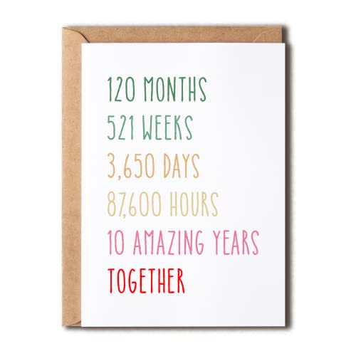 Tenth Anniversary Funny Card For Him Her 5x7
