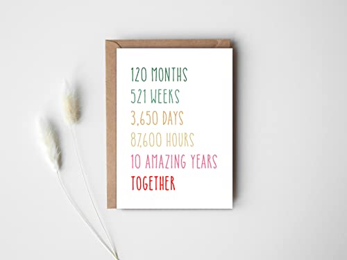 Tenth Anniversary Funny Card For Him Her 5x7