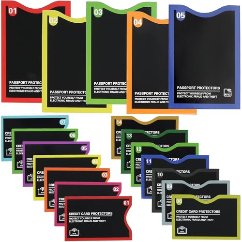 Color-Coded RFID Blocking Sleeves Set for Theft Protection