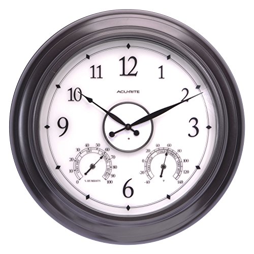 LED Outdoor Clock with Temp/Humidity, 24" Black