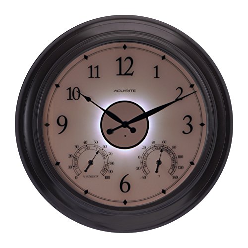 LED Outdoor Clock with Temp/Humidity, 24" Black