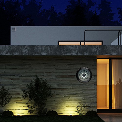 LED Outdoor Clock with Temp/Humidity, 24" Black