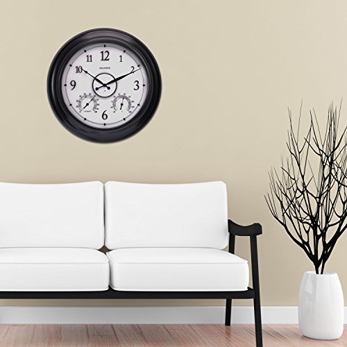 LED Outdoor Clock with Temp/Humidity, 24" Black