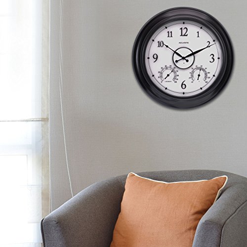 LED Outdoor Clock with Temp/Humidity, 24" Black