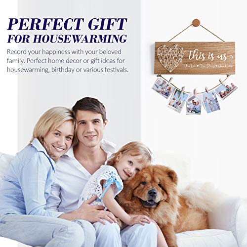 Farmhouse Wood Wall Decor: Family Photo Holder Gift