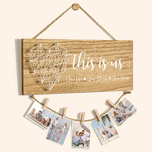 Farmhouse Wood Wall Decor: Family Photo Holder Gift