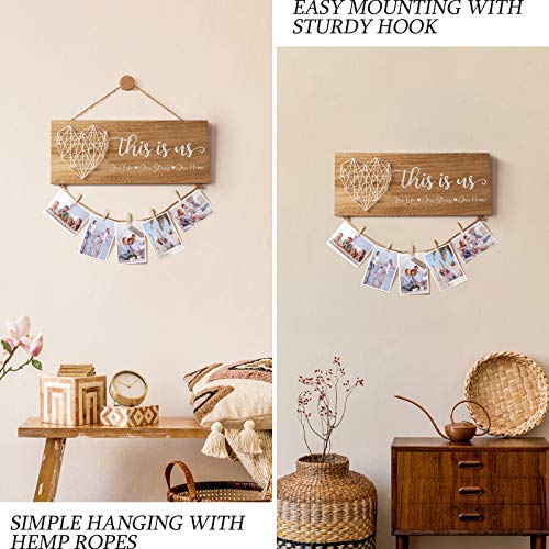 Farmhouse Wood Wall Decor: Family Photo Holder Gift